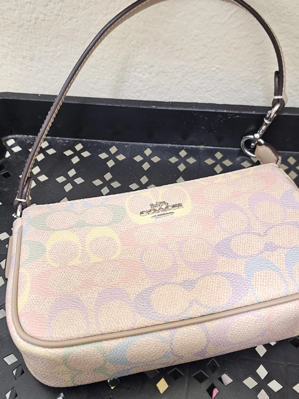 Coach Mini Wristlet Shoulder Bag - Pastel Pink Multi - Picture 9 of 9